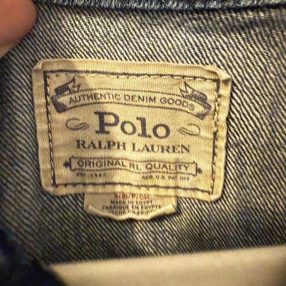 Polo Ralph Lauren Kids Denim Jacket American Flag Patch Blue Jean Size S/P/CH - Picture 3 of 6